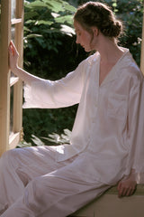 Pearl Button Silk Satin Sleepwear