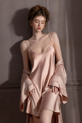 Pink Backless Silk Slip & Robe set