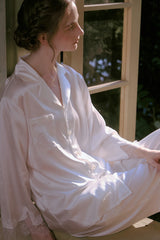 Pearl Button Silk Satin Sleepwear