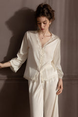 Classic Romantic Lace Silk Pajama Set