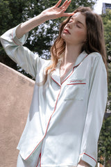 Long Sleeve Scarlet Edge Silk Pajama Set