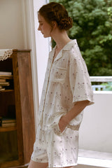 Short Sleeve Poodle Silk Pajama Set