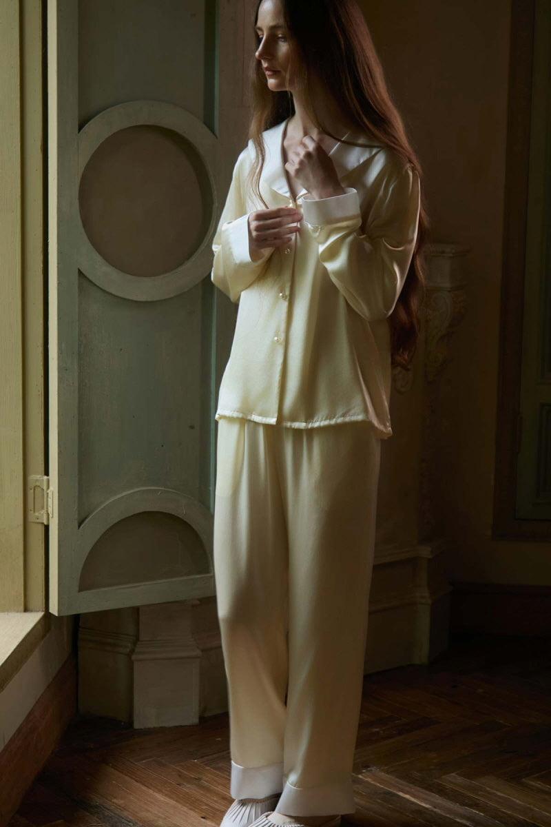 Sailor Collar Silk Pajama Set