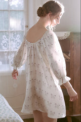 Poodle Print Silk Mini Nightdress