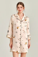 Dessert Time Printed Silk Nightshirt