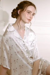 Short Sleeve Poodle Silk Pajama Set