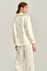 Lily of the Valley Printed Silk Pajama Set