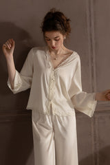 Classic Romantic Lace Silk Pajama Set