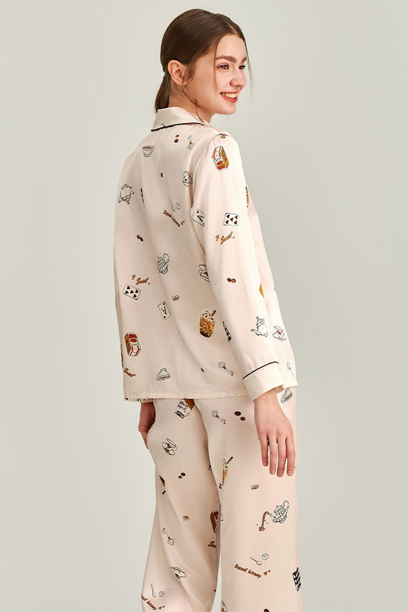 Dessert Time Printed Silk Pajama Set