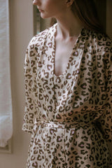 Leopard Print Silk Mini Slip Dress