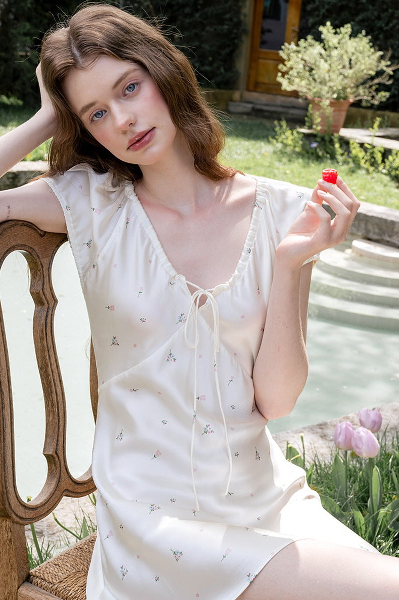 Floral Print Silk Mini Nightdress