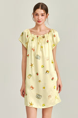 Summer Picnic Print Silk Dress