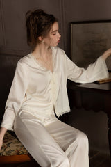 Classic Romantic Lace Silk Pajama Set
