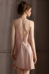 Pink Backless Silk Slip & Robe set