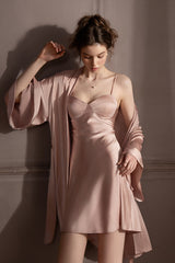 Pink Goddess Bustier Slip & Robe Set