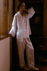 Pearl Button Silk Satin Sleepwear