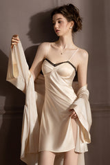 Classic Midnight Lace Bustier Slip & Robe