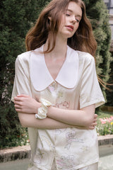Silk Angel Print Short Pajama Set