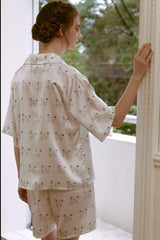 Short Sleeve Poodle Silk Pajama Set