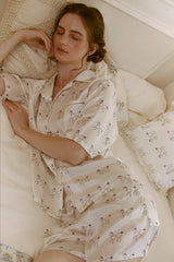 Short Sleeve Poodle Silk Pajama Set