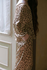 Leopard Print Sailor Collar Silk Pajama Set