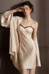 Classic Midnight Lace Bustier Slip & Robe