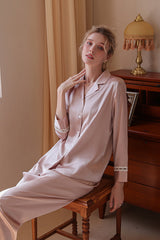 Pink Classic Button Down Silk Pajama Set