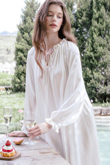 White Bohemian Smocked Silk Nightdress