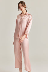 Tie-Neck Silk Pajama Set