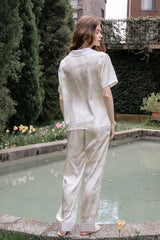 Silk Angel Print Short Pajama Set