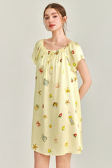 Summer Picnic Print Silk Dress