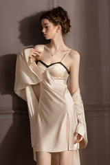 Classic Midnight Lace Bustier Slip & Robe