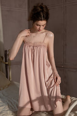 Pink Petit Ribbon Shirring Silk Mini Slip