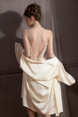Champagne Backless Silk Slip & Robe set