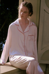 Pink Tailored Edge Silk Pajamas