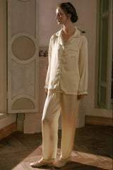 Yellow Tailored Edge Silk Pajamas