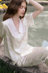 Silk Angel Print Short Pajama Set