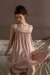 Pink Petit Ribbon Shirring Silk Mini Slip