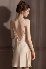 Champagne Backless Silk Slip & Robe set