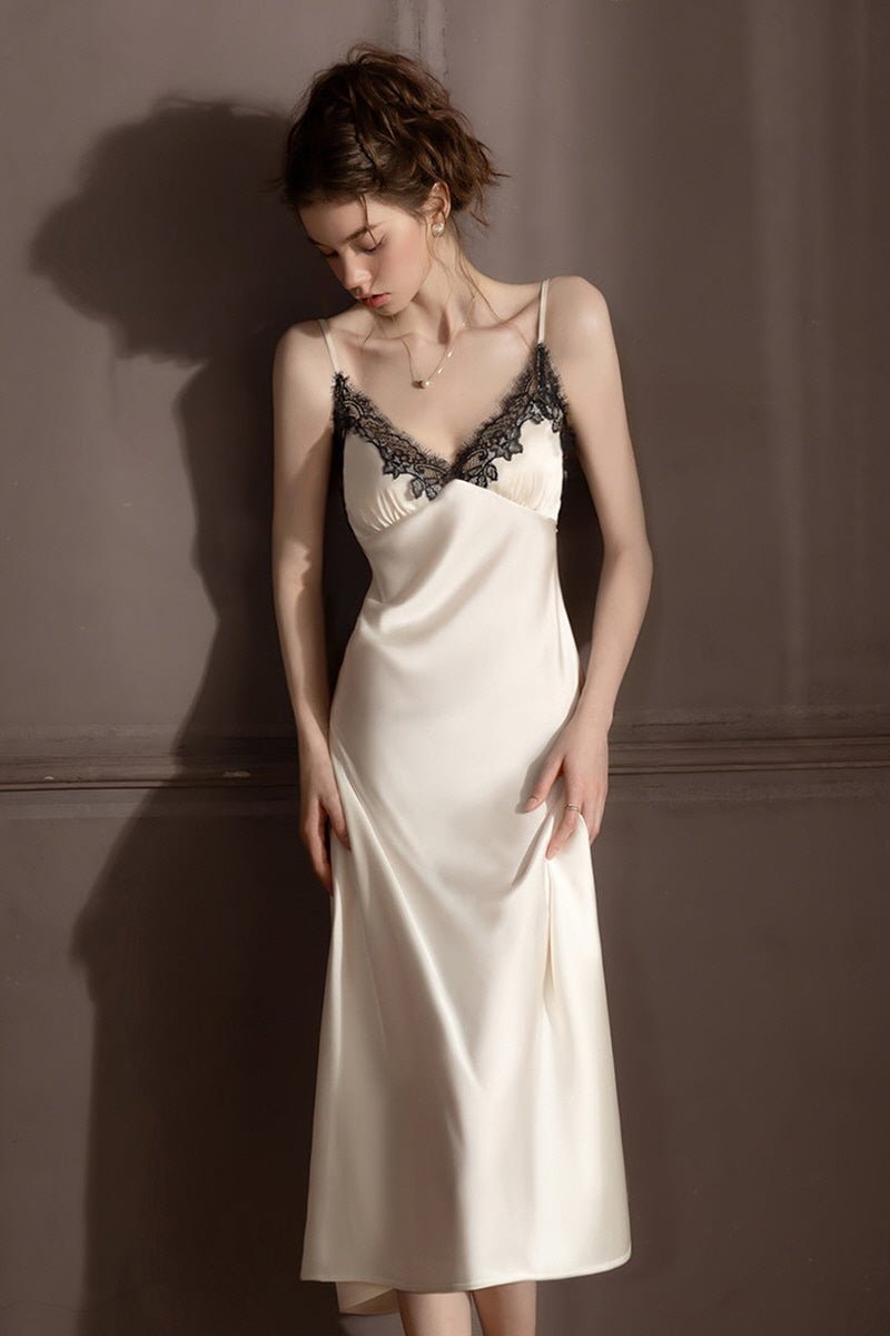 White Midnight Chantilly Maxi Slip