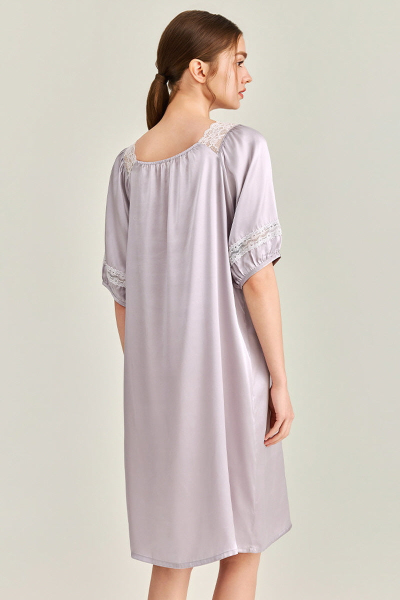 Silk Square Neck Lace Sleepwear