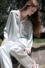 Long Sleeve Scarlet Edge Silk Pajama Set