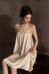 Champagne Petit Ribbon Shirring Silk Mini Slip