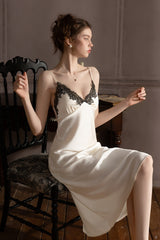 White Midnight Chantilly Maxi Slip