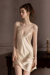 Champagne Backless Silk Slip & Robe set
