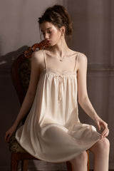 Champagne Petit Ribbon Shirring Silk Mini Slip