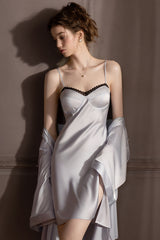 Midnight Lace Bustier Slip & Robe