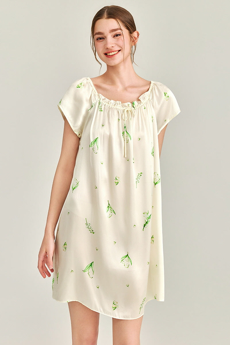 Lily of the Valley Printed Silk Nightdress