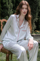 Long Sleeve Scarlet Edge Silk Pajama Set