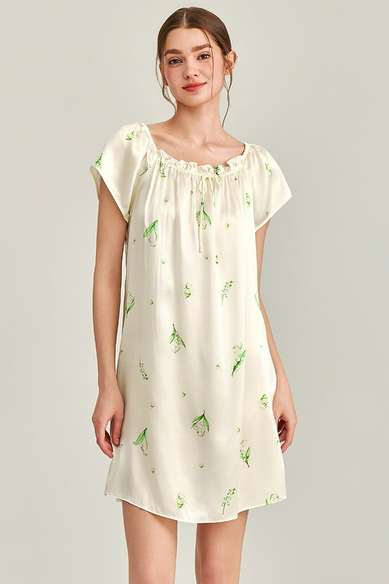 Lily of the Valley Printed Silk Nightdress